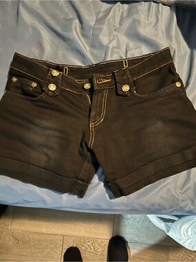 Black Women's Louis Vuitton Denim Shorts with Contrast Stitching